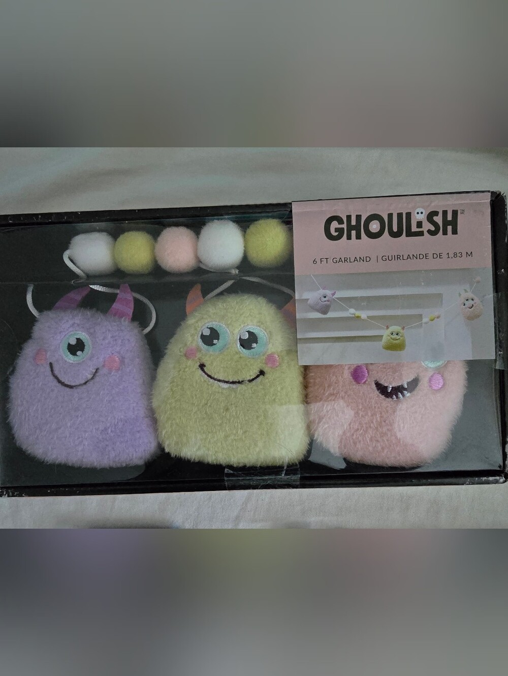 Ghoulish Soft Monster Garland - Pastel Purple, Yellow, Pink